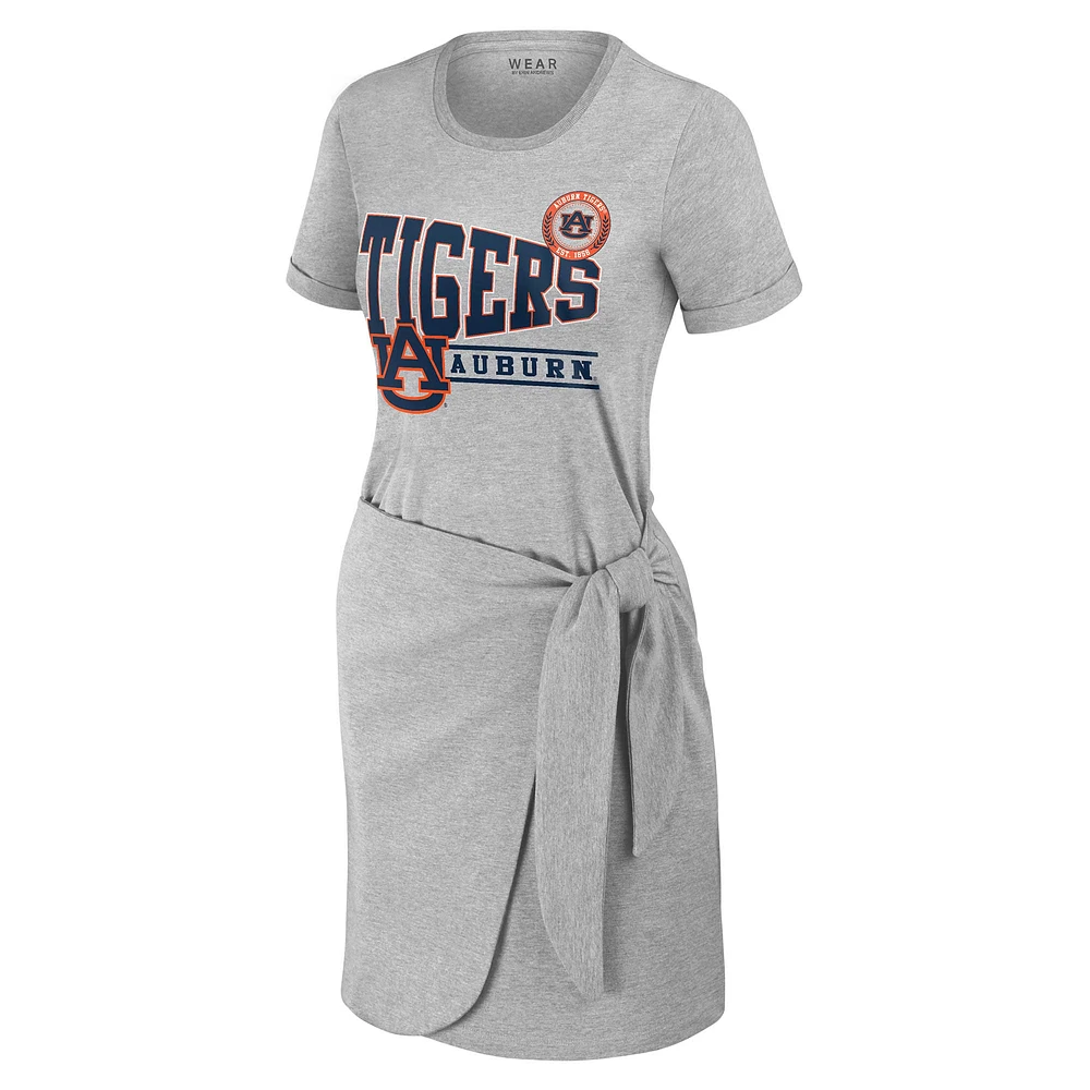 Women's WEAR by Erin Andrews Heather Gray Auburn Tigers Knotted T-Shirt Dress