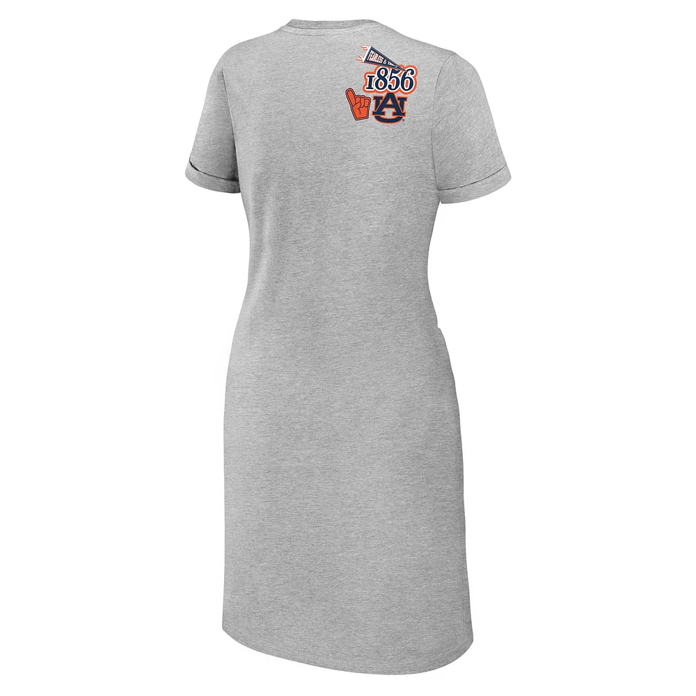 Women's WEAR by Erin Andrews Heather Gray Auburn Tigers Knotted T-Shirt Dress