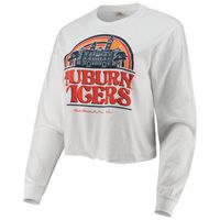 Women's White Auburn Tigers Retro Campus Crop Long Sleeve T-Shirt