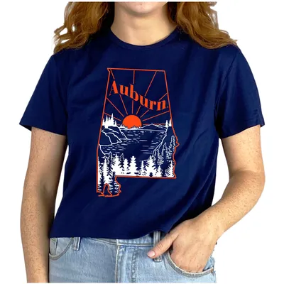 Auburn Tigers ZooZatz Women's Scenic State Crop T-Shirt - Navy