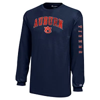 T-shirt à manches longues avec logo vieilli Auburn Tigers Navy Champion Youth