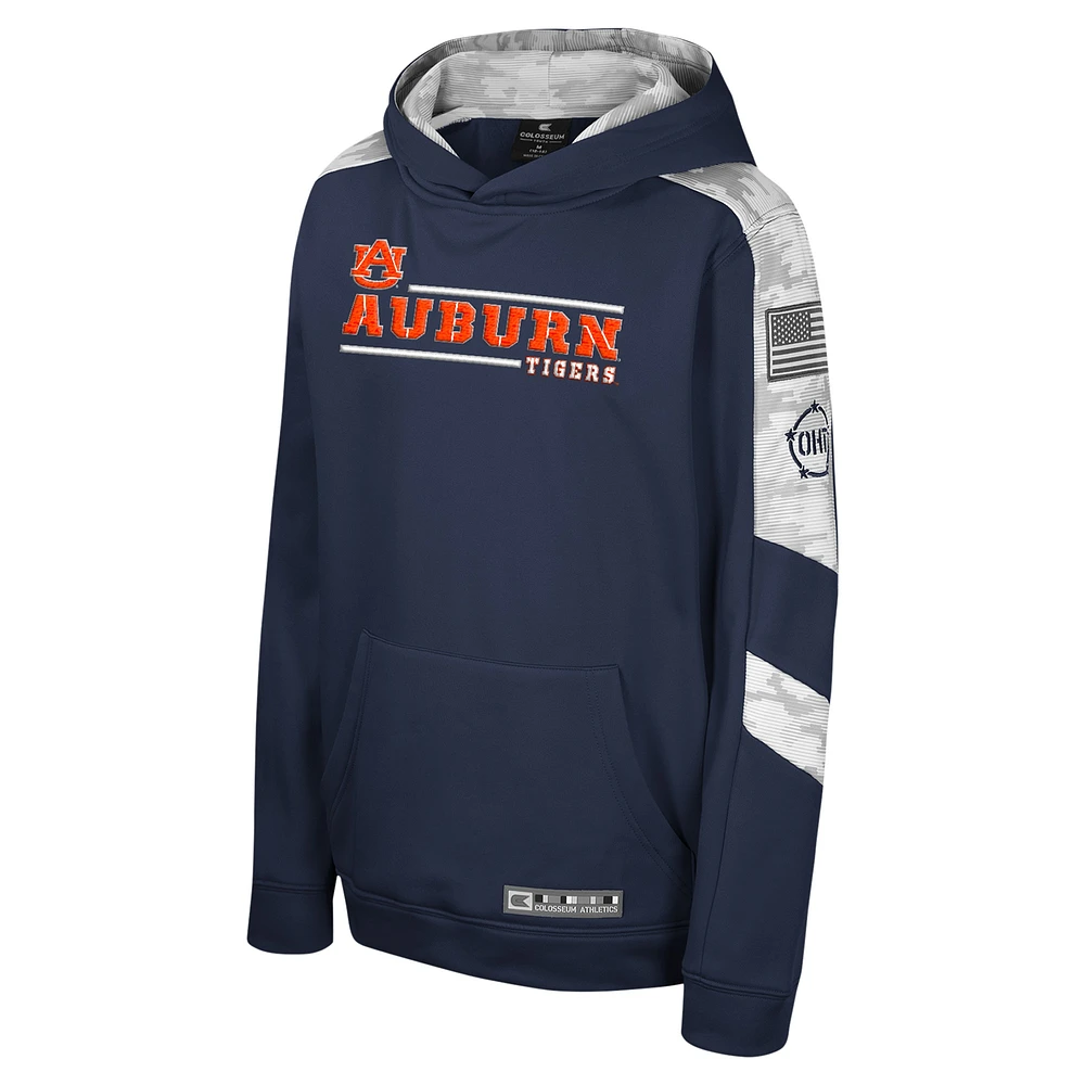 Sweat à capuche motif camouflage numérique Cyclone pour jeunes Colosseum Navy Auburn Tigers OHT