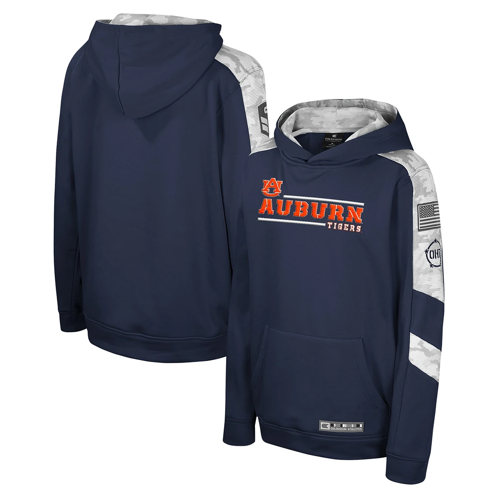 Sweat à capuche motif camouflage numérique Cyclone pour jeunes Colosseum Navy Auburn Tigers OHT