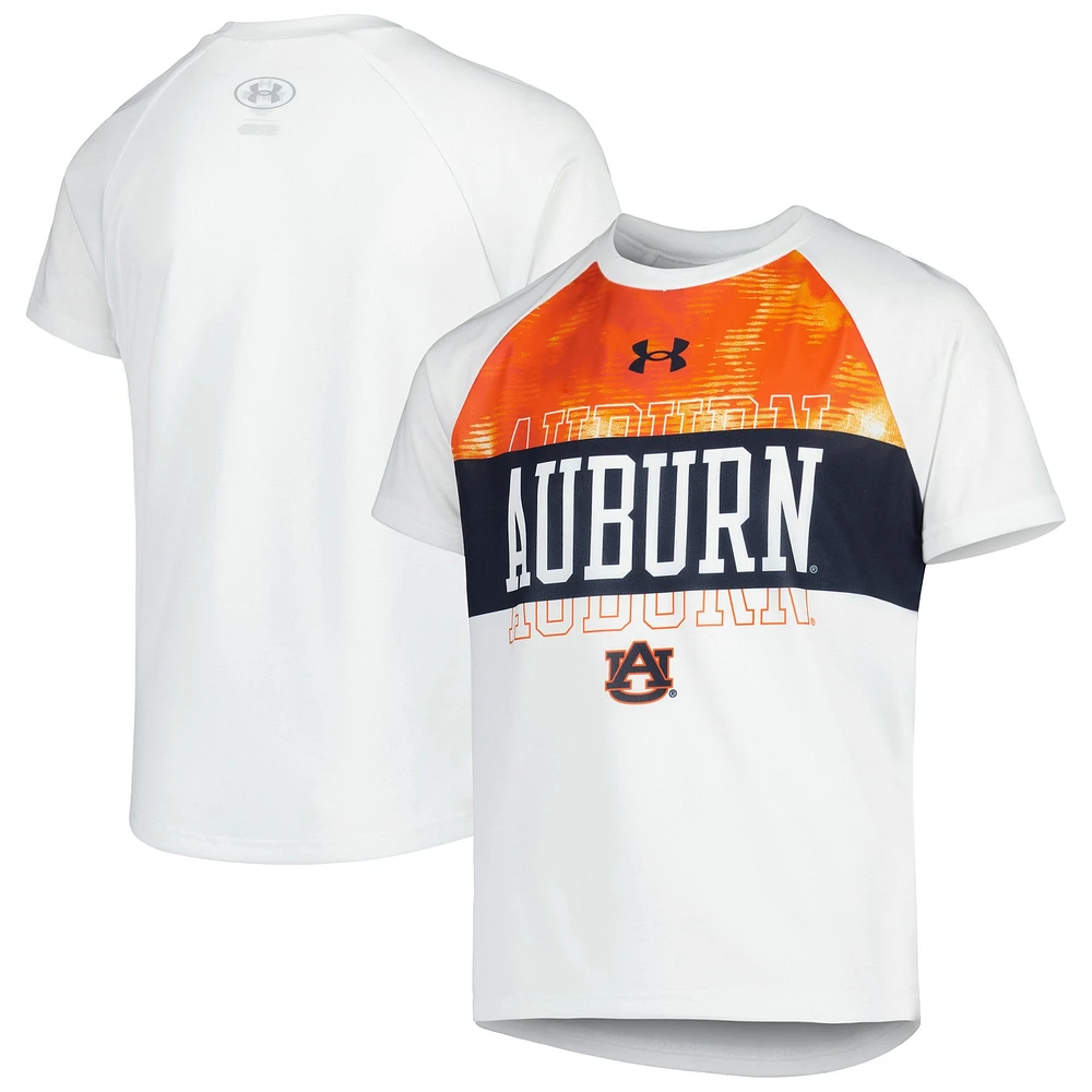 T-shirt à manches raglan Under Armour Tigers Gameday imprimé blanc pour jeune