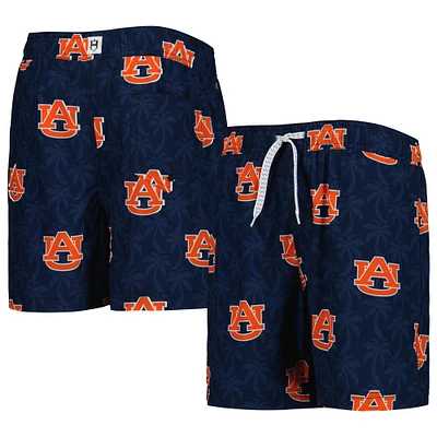 Youth Wes & Willy  Navy Auburn Tigers Palm Tree Swim Shorts