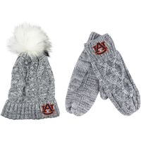 ZooZatz Gray Auburn Tigers Cuffed Knit Pom Hat & Mittens Set