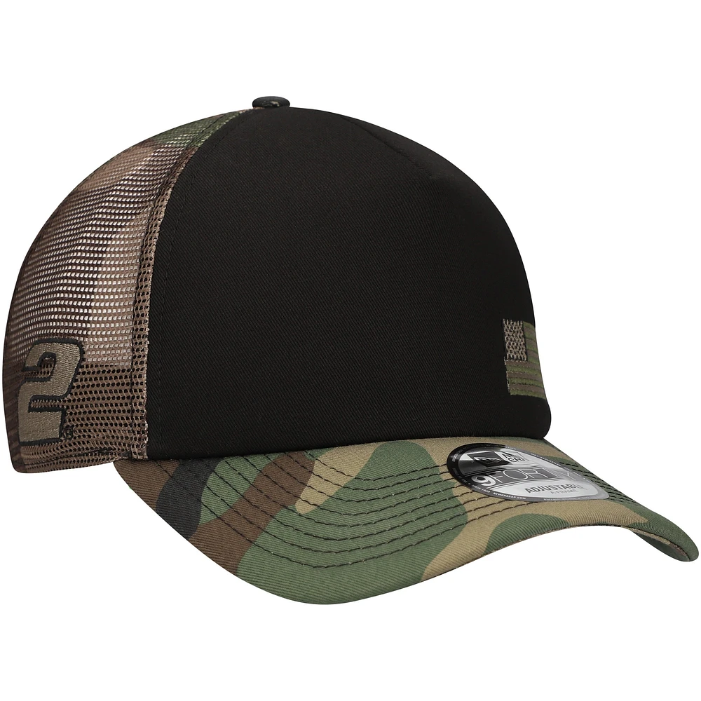 Casquette réglable Austin Cindric Trucker 9FORTY New Era noir/camouflage pour hommes