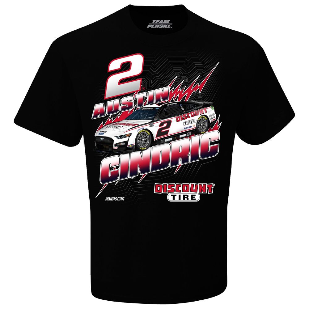 Men's Team Penske Black Austin Cindric Discount Tire Groove T-Shirt