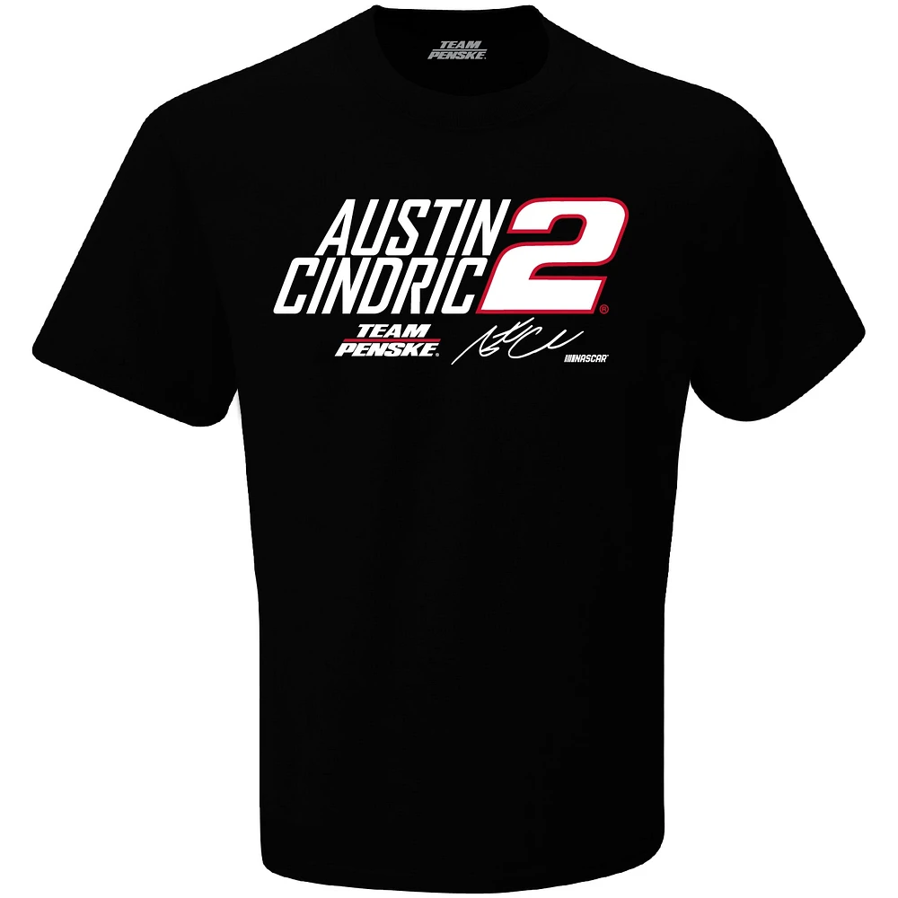 Men's Team Penske Black Austin Cindric Name & Number T-Shirt
