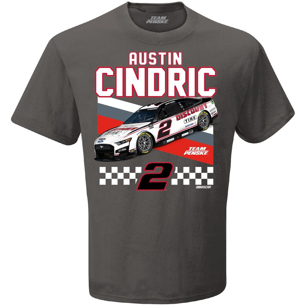 Men's Team Penske Charcoal Austin Cindric Discount Tire Front Runner T-Shirt