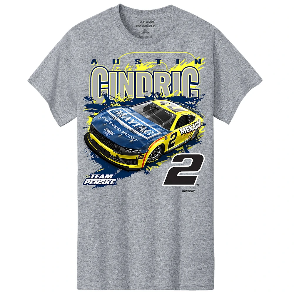 Men's Team Penske  Heather Gray Austin Cindric Menards Car T-Shirt