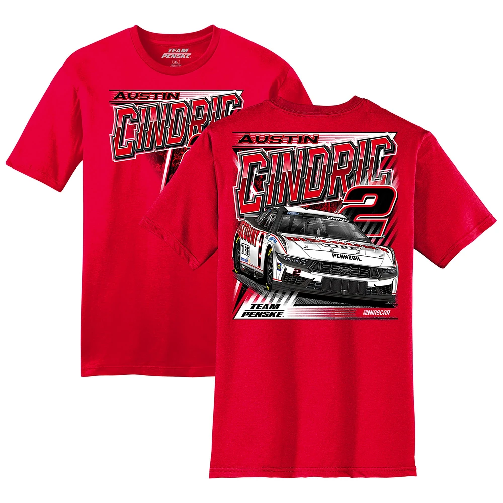 T-shirt de voiture Team Penske rouge Austin Cindric pour hommes