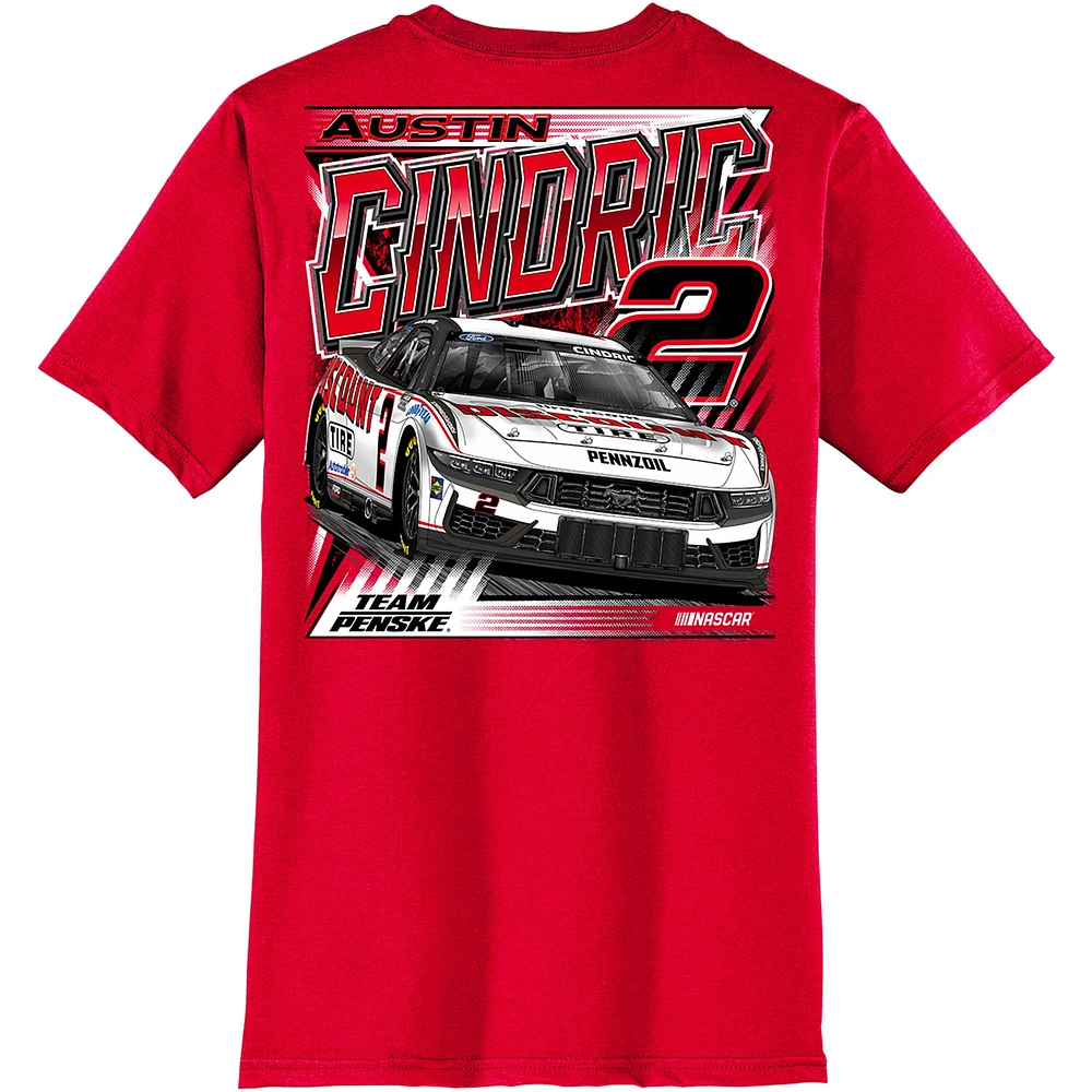 T-shirt de voiture Team Penske rouge Austin Cindric pour hommes