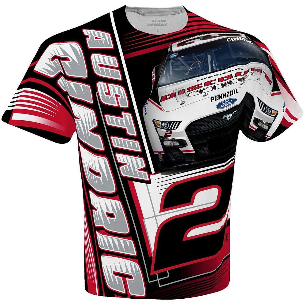 Men's Team Penske White Austin Cindric Discount Tire Sublimated Dynamic Total Print T-Shirt