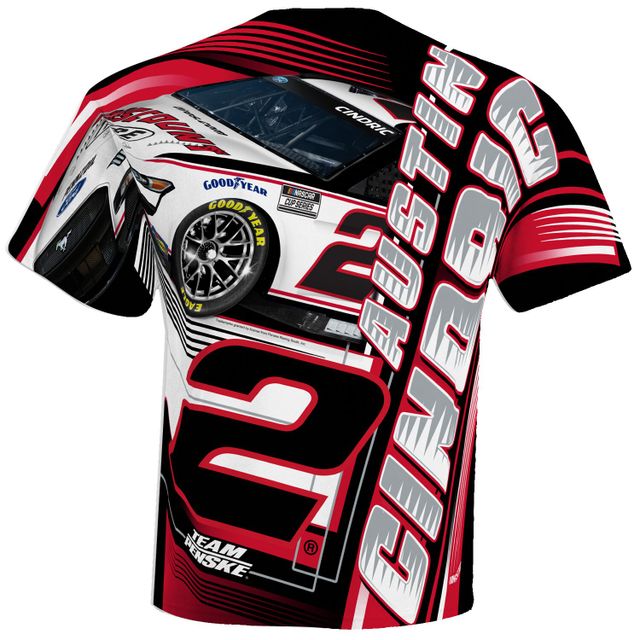 T-shirt Team Penske Austin Cindric Discount Tire Sublimated Dynamic Total Print pour hommes, blanc