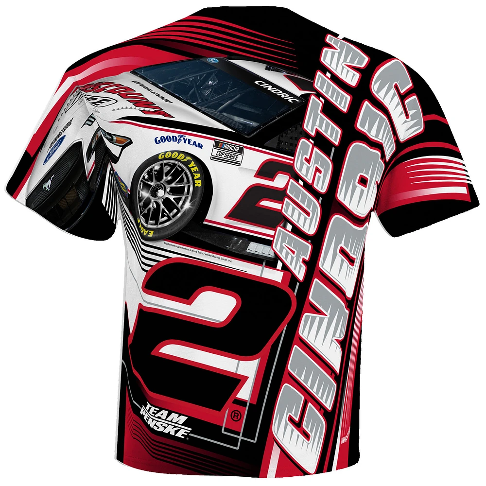 Men's Team Penske White Austin Cindric Discount Tire Sublimated Dynamic Total Print T-Shirt