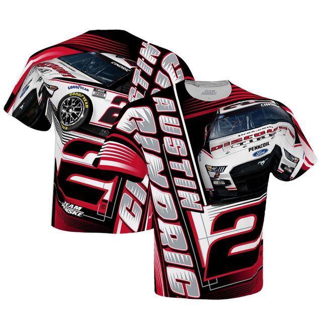 T-shirt Team Penske Austin Cindric Discount Tire Sublimated Dynamic Total Print pour hommes, blanc