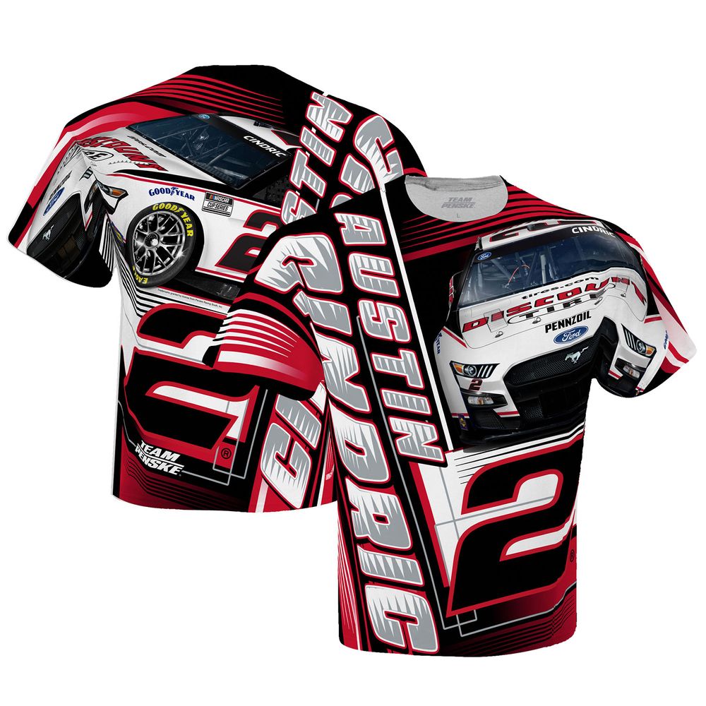 Men's Team Penske White Austin Cindric Discount Tire Sublimated Dynamic Total Print T-Shirt