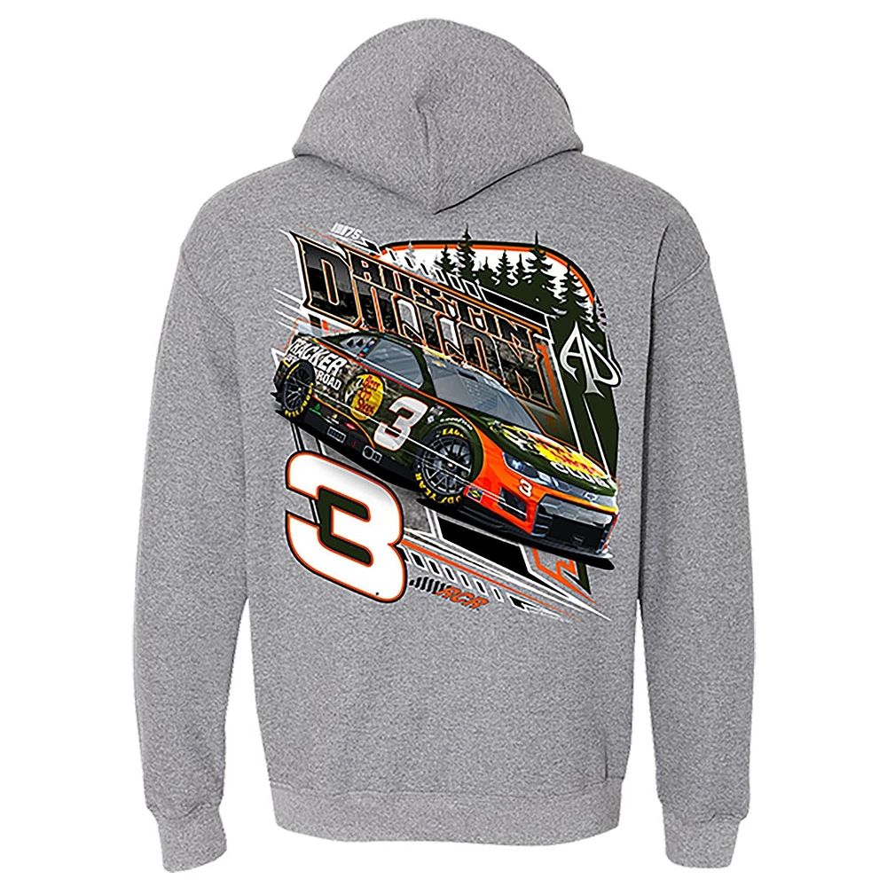 Men's Richard Childress Racing Team Collection  Heather Gray Austin Dillon 2023 #3 Bass Pro Shops Pullover Hoodie