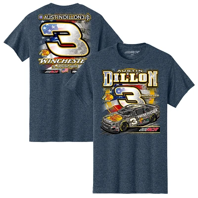 Men's Richard Childress Racing Team Collection Heather Navy Austin Dillon Bass Pro Shops Flag T-Shirt