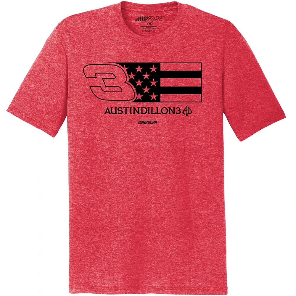 Men's Richard Childress Racing Team Collection Heather Red Austin Dillon  Tri-Blend Flag T-Shirt