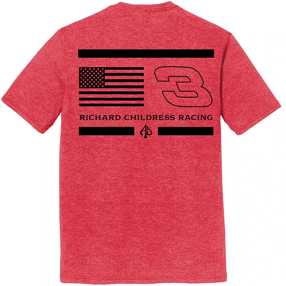 Men's Richard Childress Racing Team Collection Heather Red Austin Dillon  Tri-Blend Flag T-Shirt