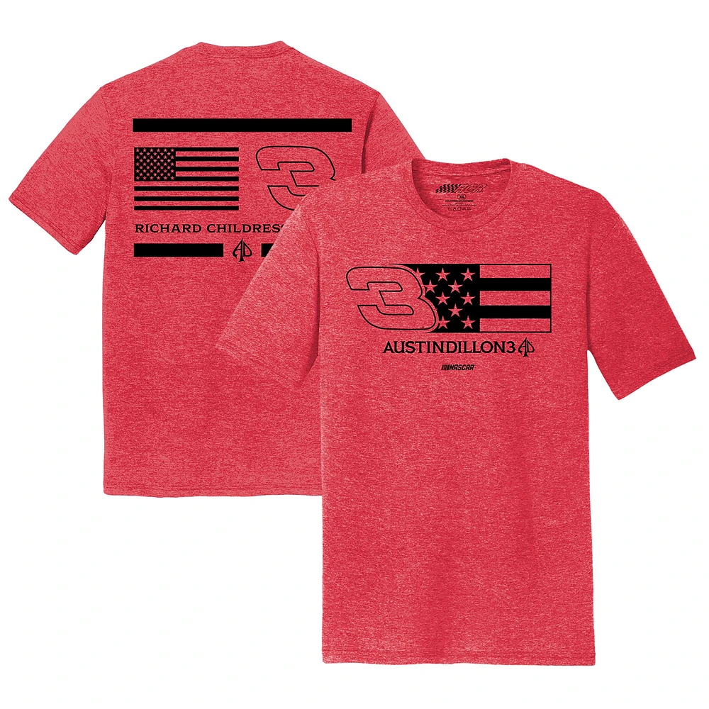 Men's Richard Childress Racing Team Collection Heather Red Austin Dillon  Tri-Blend Flag T-Shirt