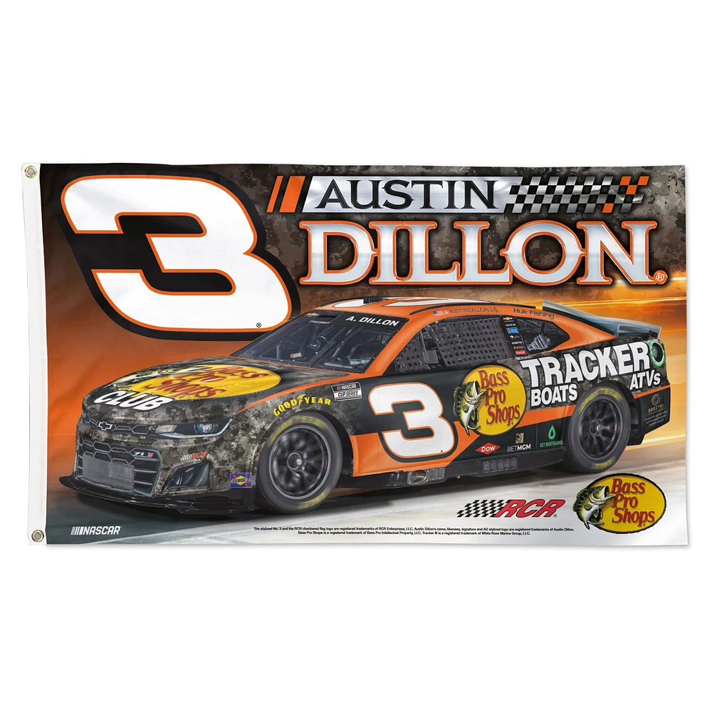 WinCraft Austin Dillon Bass Pro Shops Drapeau de luxe unilatéral 3' x 5'