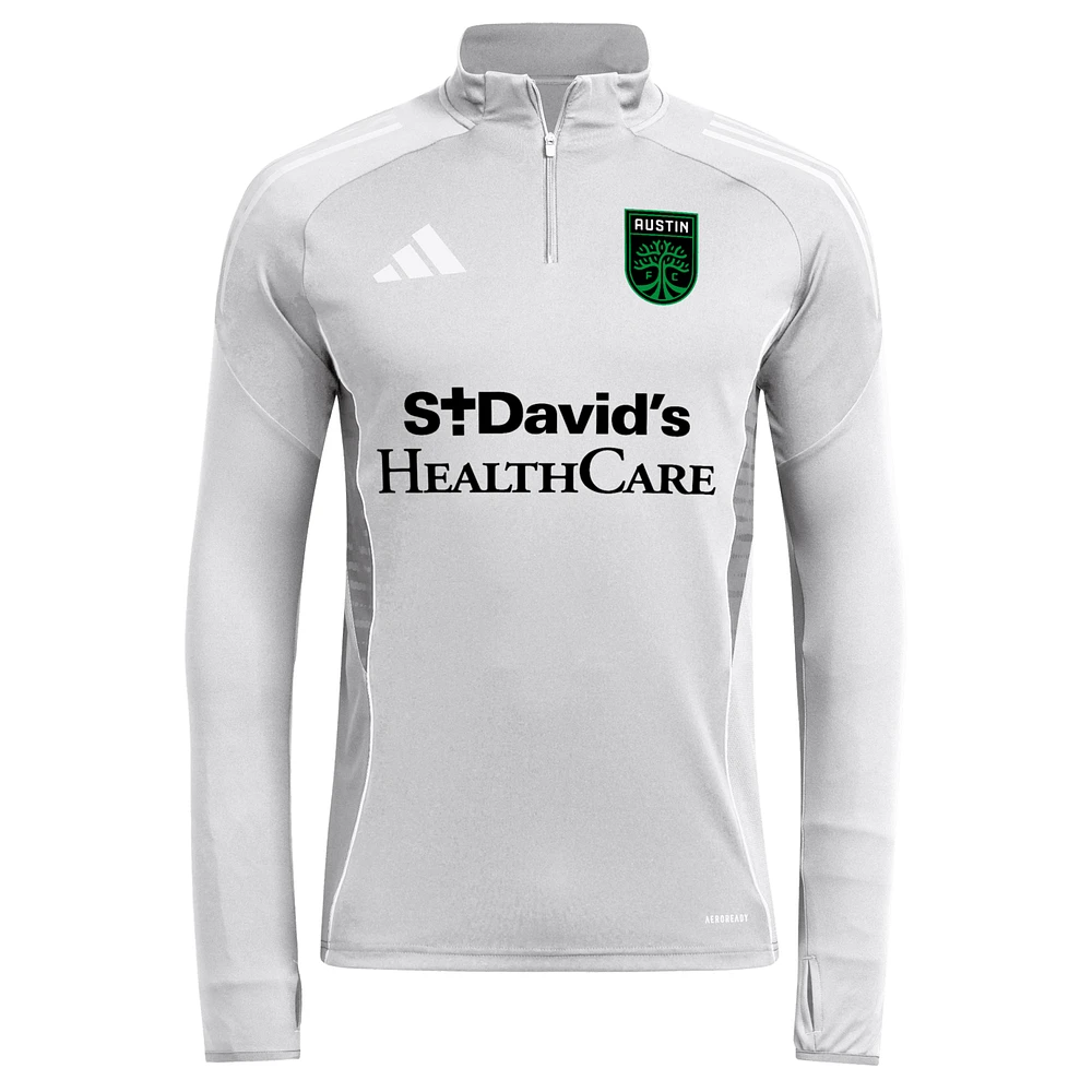 Men's adidas  Silver Austin FC 2025 Quarter-Zip Long Sleeve Training Top