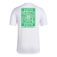 T-shirt cache-cœur blanc adidas Austin FC Local pour homme