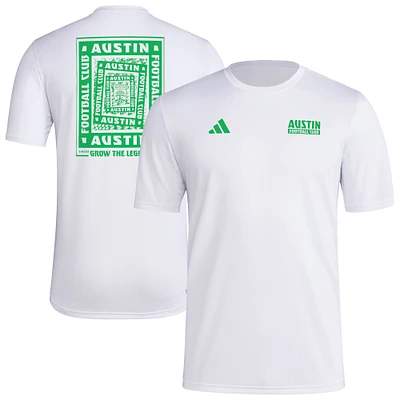 T-shirt cache-cœur blanc adidas Austin FC Local pour homme