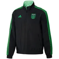 Veste d'équipe réversible à fermeture éclair intégrale Austin FC 2023 On-Field Anthem pour homme adidas noir/vert