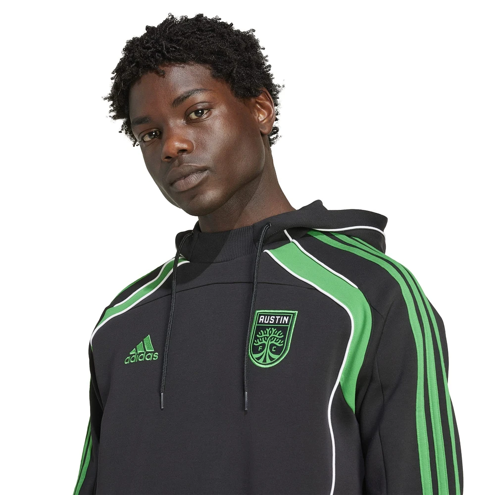 Men's adidas Black Austin FC 2025 Travel Pullover Hoodie