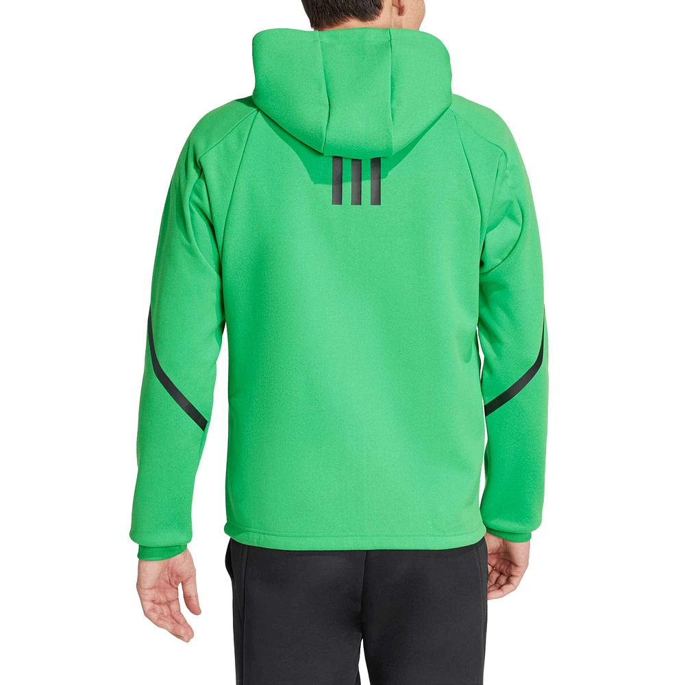 Veste verte adidas Austin FC 2024 Anthem Travel à manches raglan et entièrement zippée pour homme