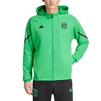 Veste verte adidas Austin FC 2024 Anthem Travel à manches raglan et entièrement zippée pour homme