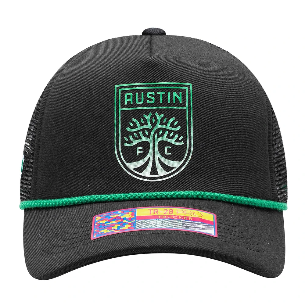 Casquette réglable noire Austin FC Atmosphere Trucker pour homme