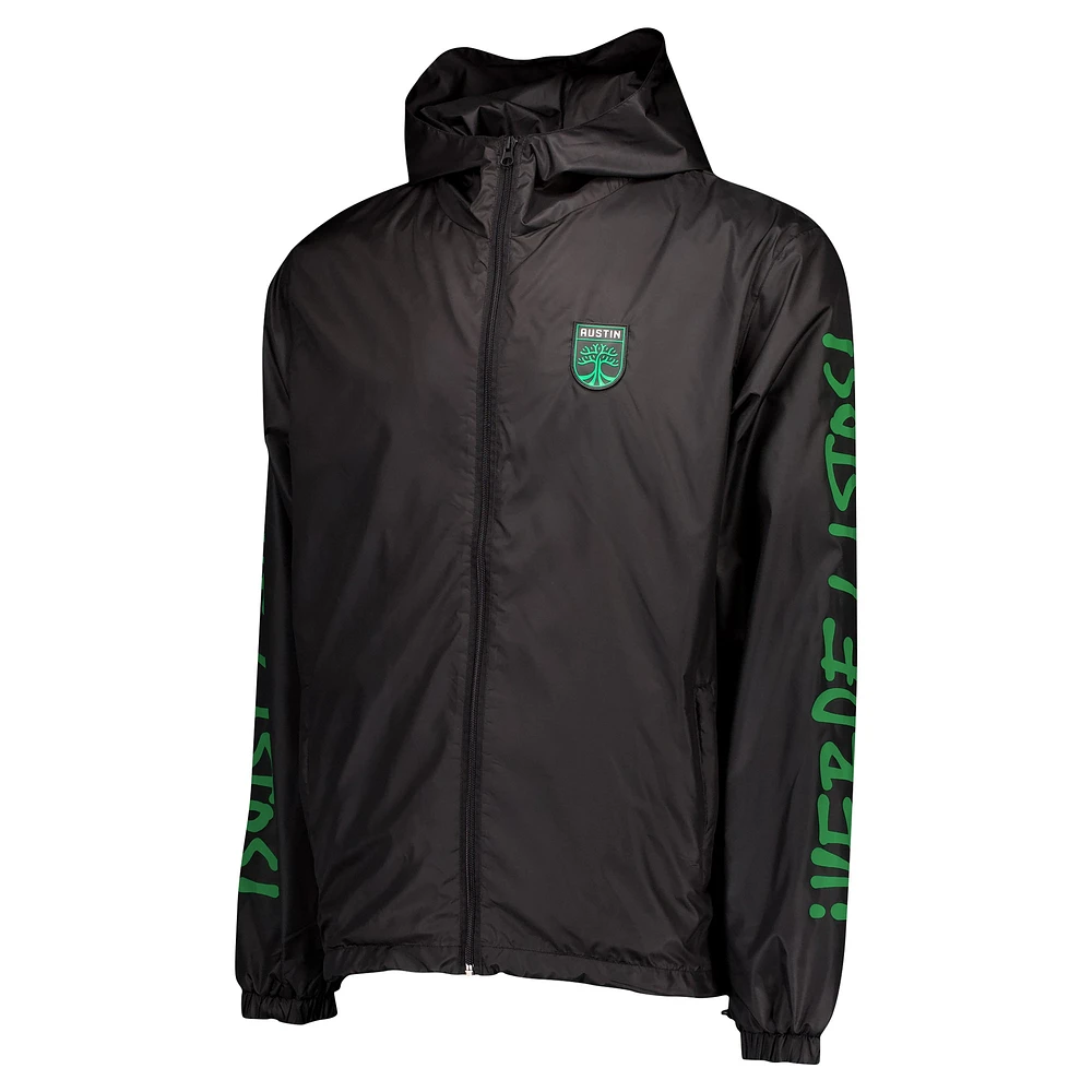 Men's Black Austin FC Graffiti Hoodie Full-Zip Windbreaker