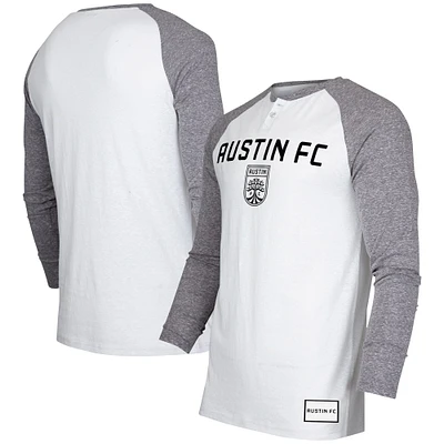 T-shirt à manches longues Concepts Sport blanc/charbon Austin FC Concord Henley Raglan pour hommes