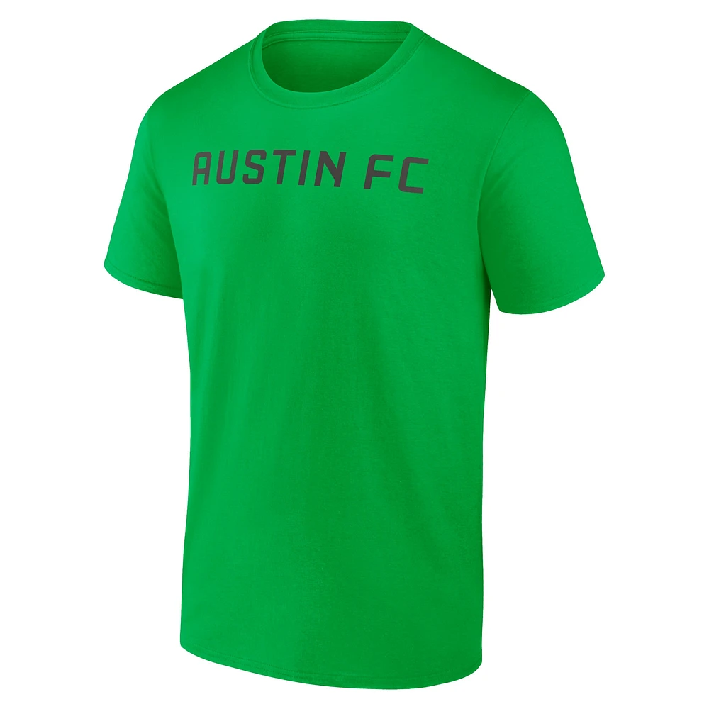 Ensemble de deux t-shirts joueur Fanatics pour hommes, noir/vert, Austin FC