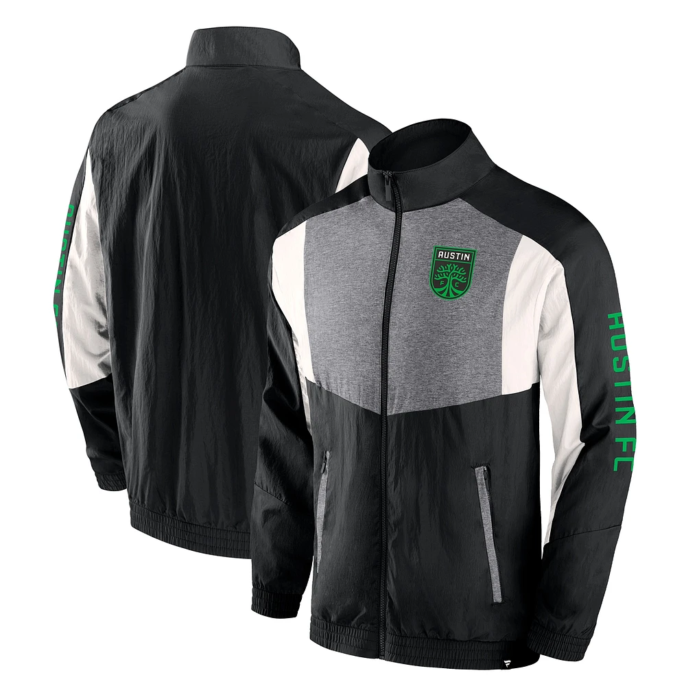 Veste de survêtement entièrement zippée Fanatics Austin FC Net Goal Raglan noire pour hommes