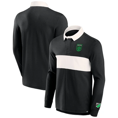 Men's Fanatics Black Austin FC Penalty Kick Long Sleeve Polo