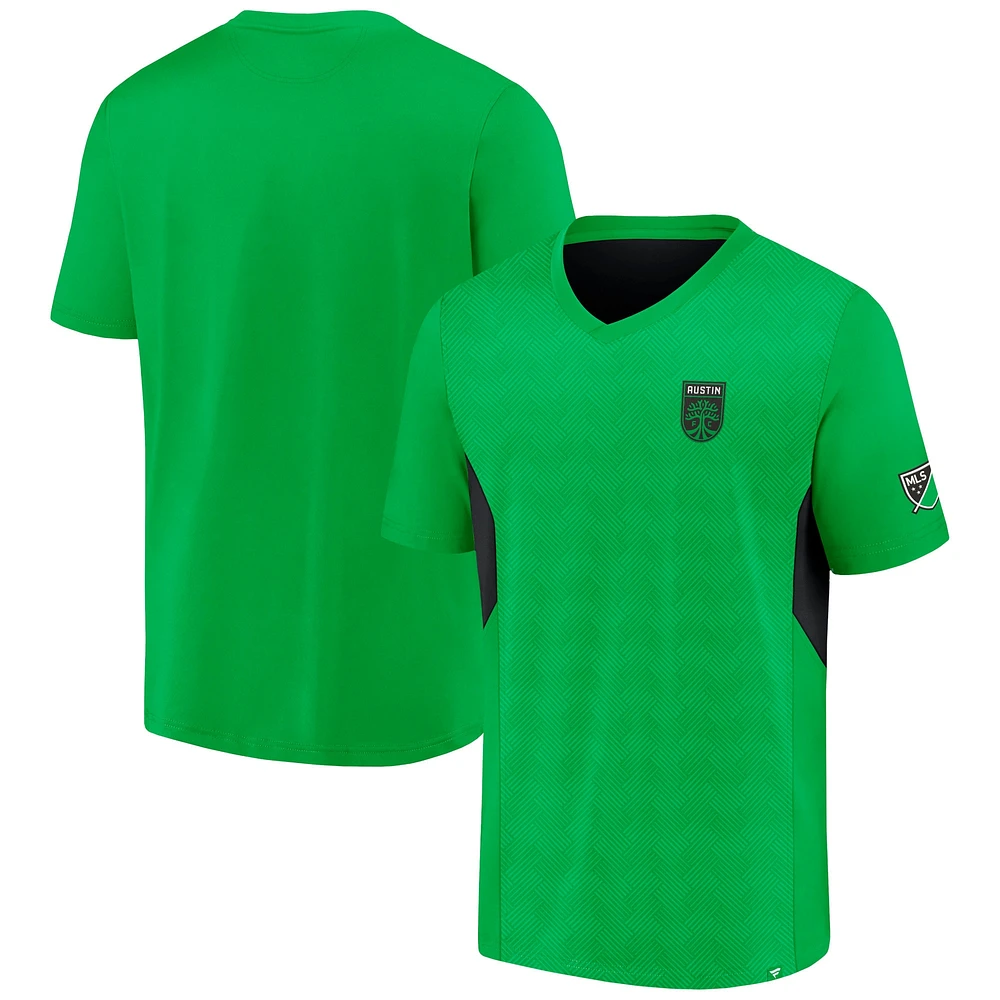 T-shirt à col en V Austin FC Extended Play vert de marque Fanatics pour homme