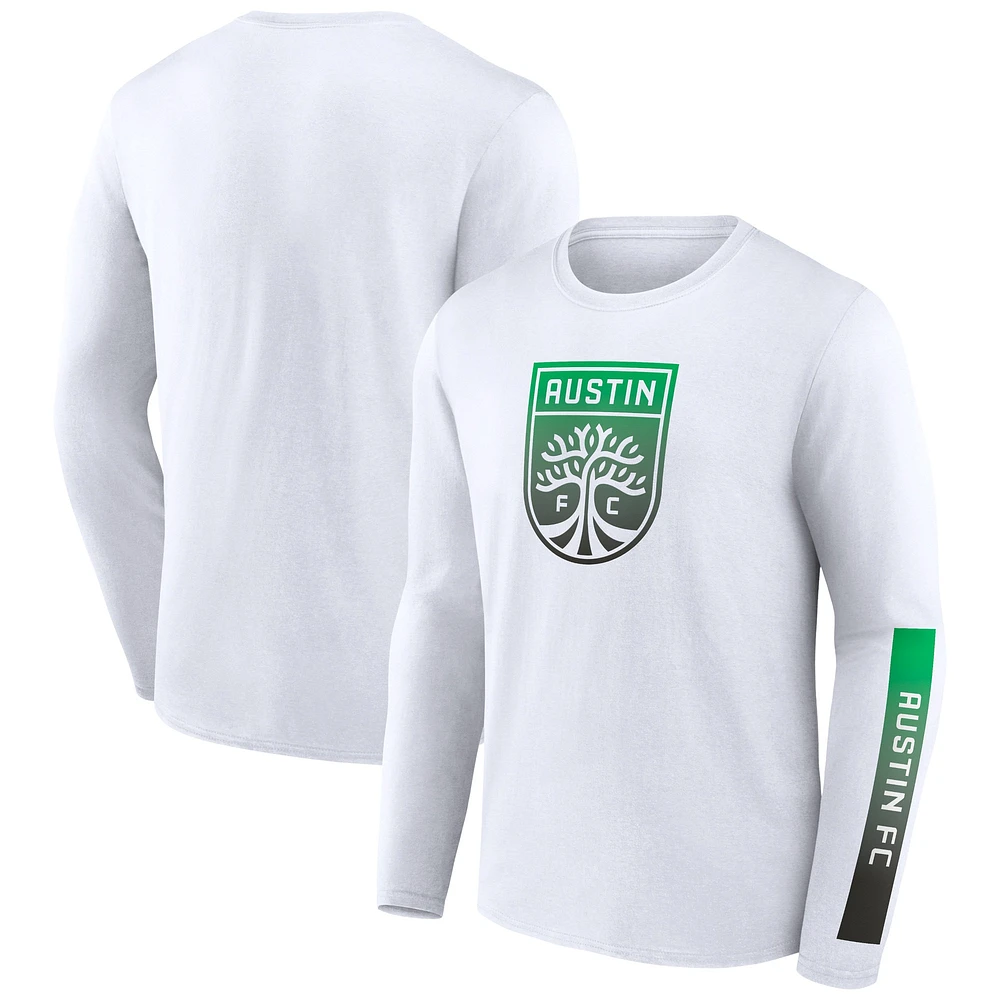 T-shirt blanc à manches longues Austin FC de marque Fanatics pour hommes