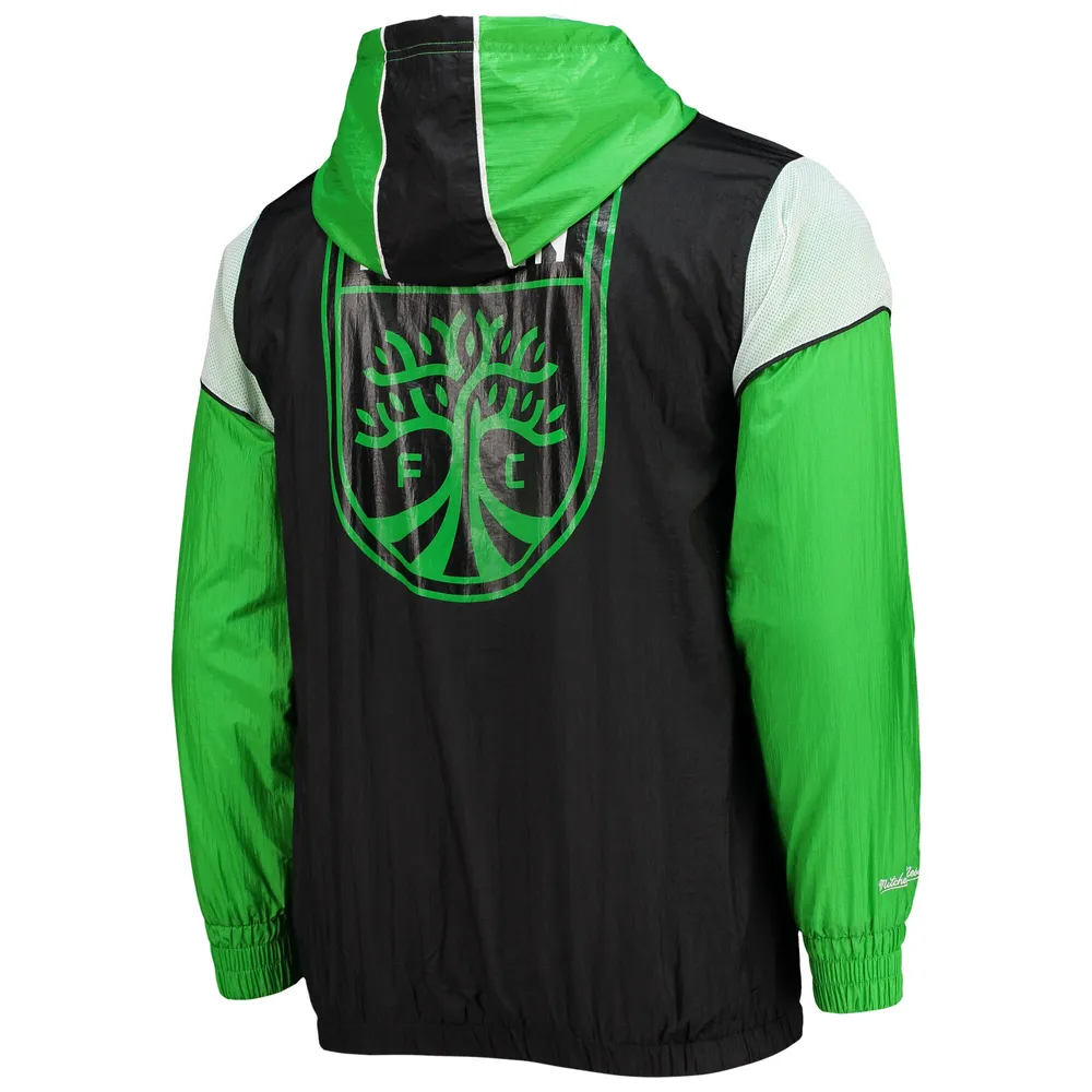 Coupe-vent à capuche demi-zip pour homme Mitchell & Ness Austin FC Highlight Reel noir