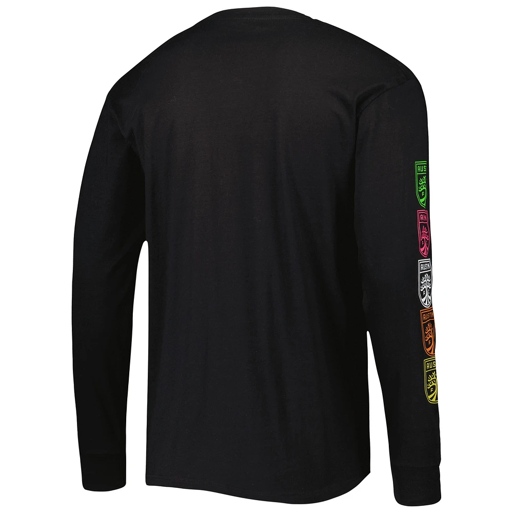 Men's Mitchell & Ness Black Austin FC Papel Picado Long Sleeve T-Shirt