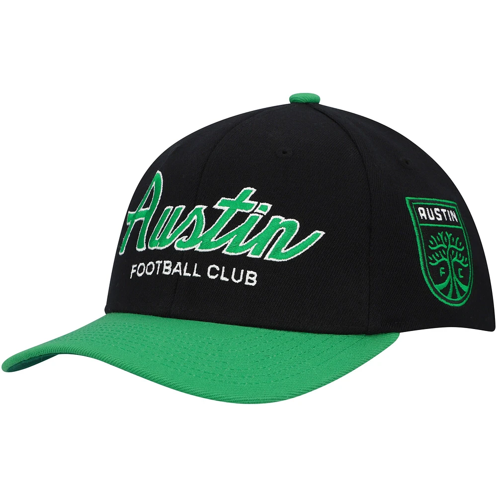 Casquette Mitchell & Ness Austin FC Team Script 2.0 Stretch Snapback pour homme Noir