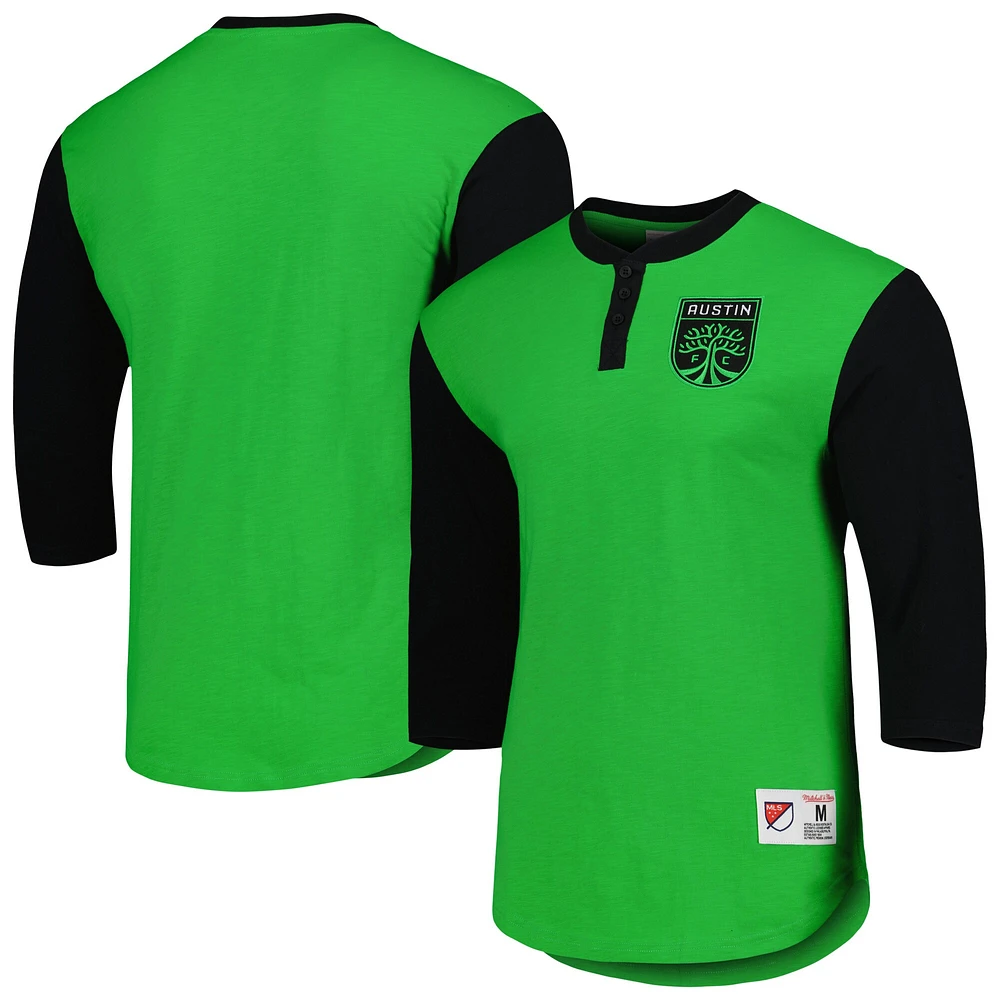 T-shirt à manches longues Legendary Henley Mitchell & Ness Austin FC vert pour homme