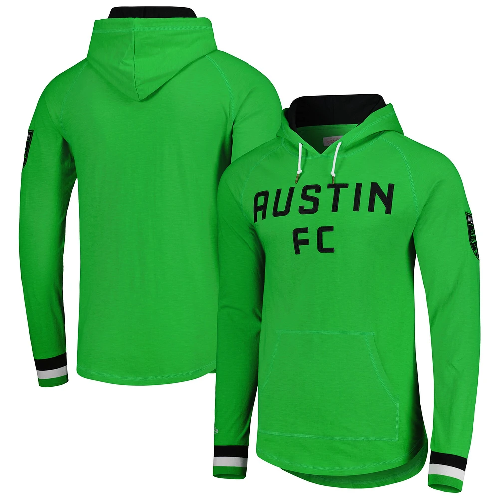 Chandail à capuchon raglan flammé légendaire Austin FC Mitchell & Ness vert pour homme