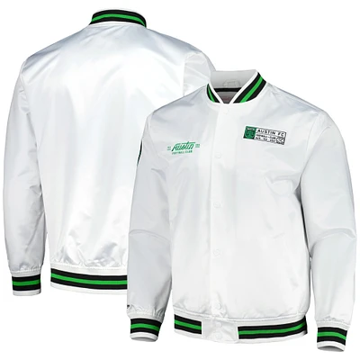 Veste en satin à boutons-pression Austin FC City Mitchell & Ness pour homme, blanc