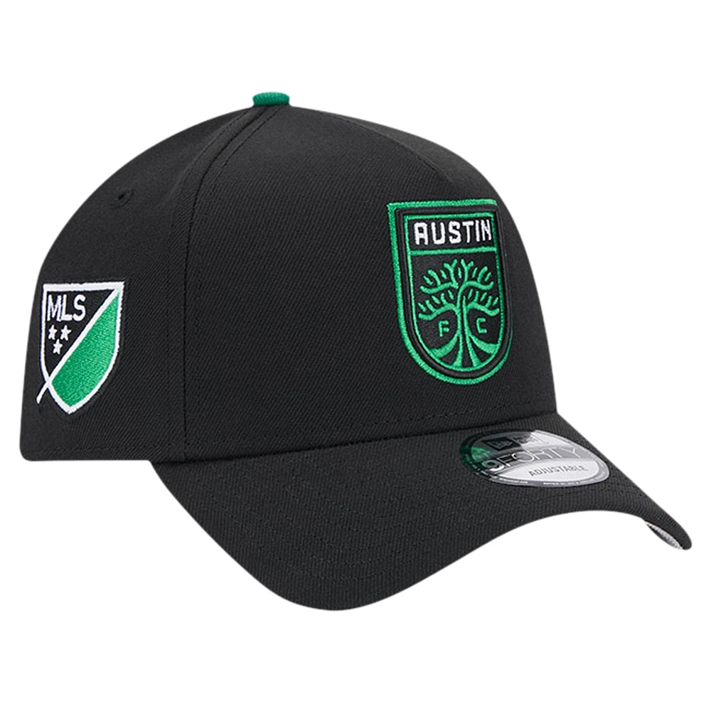 Casquette réglable noire Austin FC 2024 Kick Off Collection 9FORTY A-Frame New Era pour homme